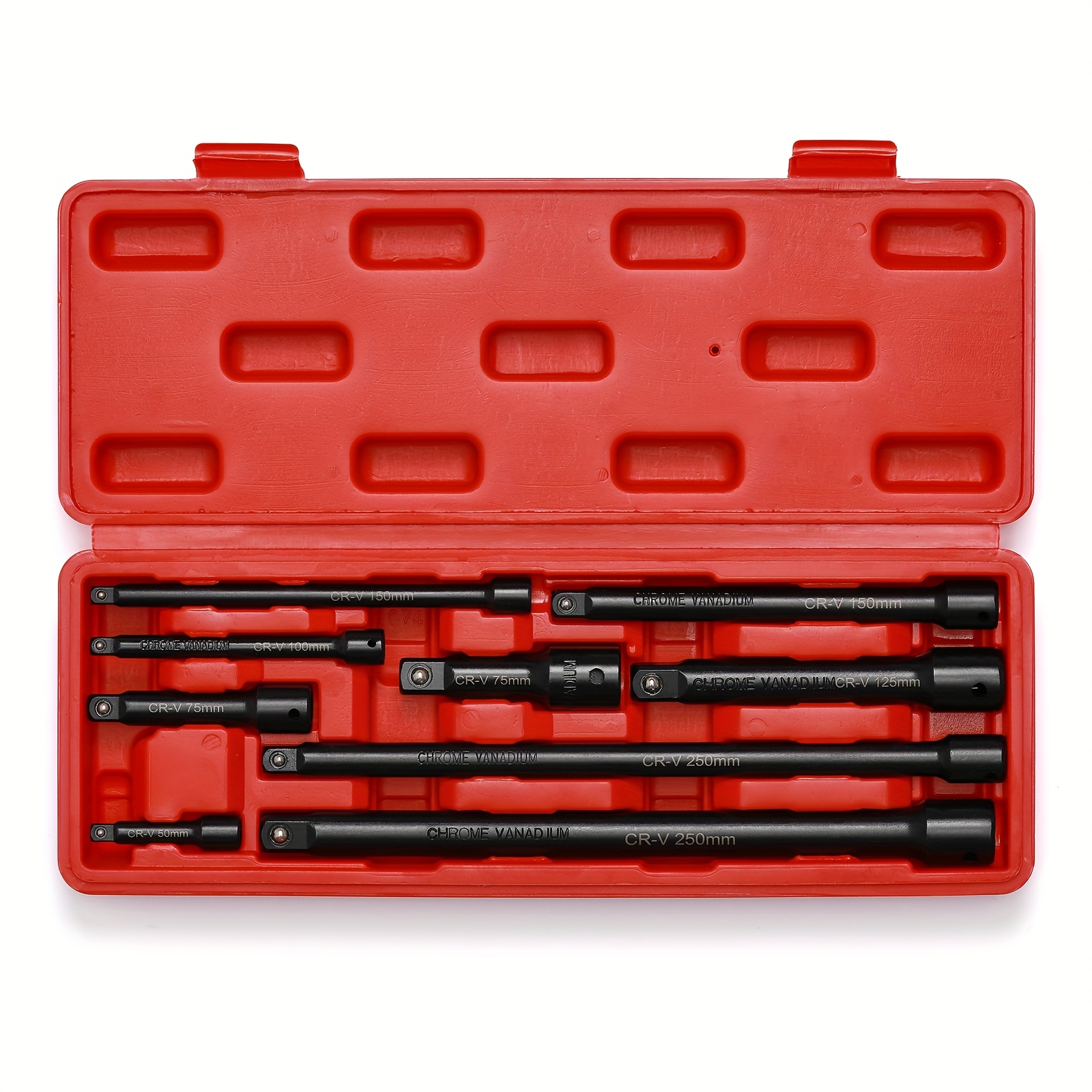 TEMU 9pcs Impact Driver Extension Bar Set, 1/4", 3/8" And 1/2" Drive Socket Extension, Premium Chrome Vanadium Steel With Black Phosphate Finish,