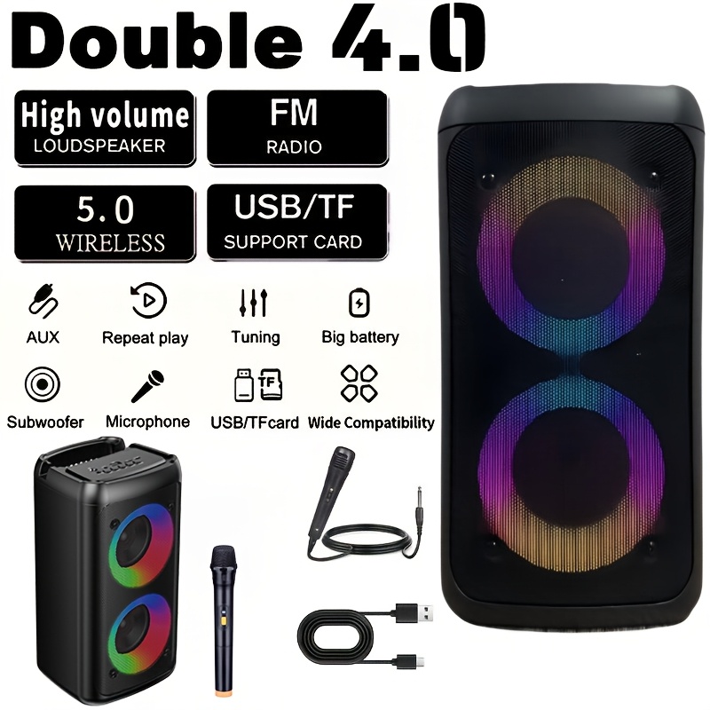 TEMU Wireless Speakers For Gatherings/parties (with Mics), Large Speakers, Stereo, Subwoofers (deep ), Outdoor Wireless, Party Disco Lights,