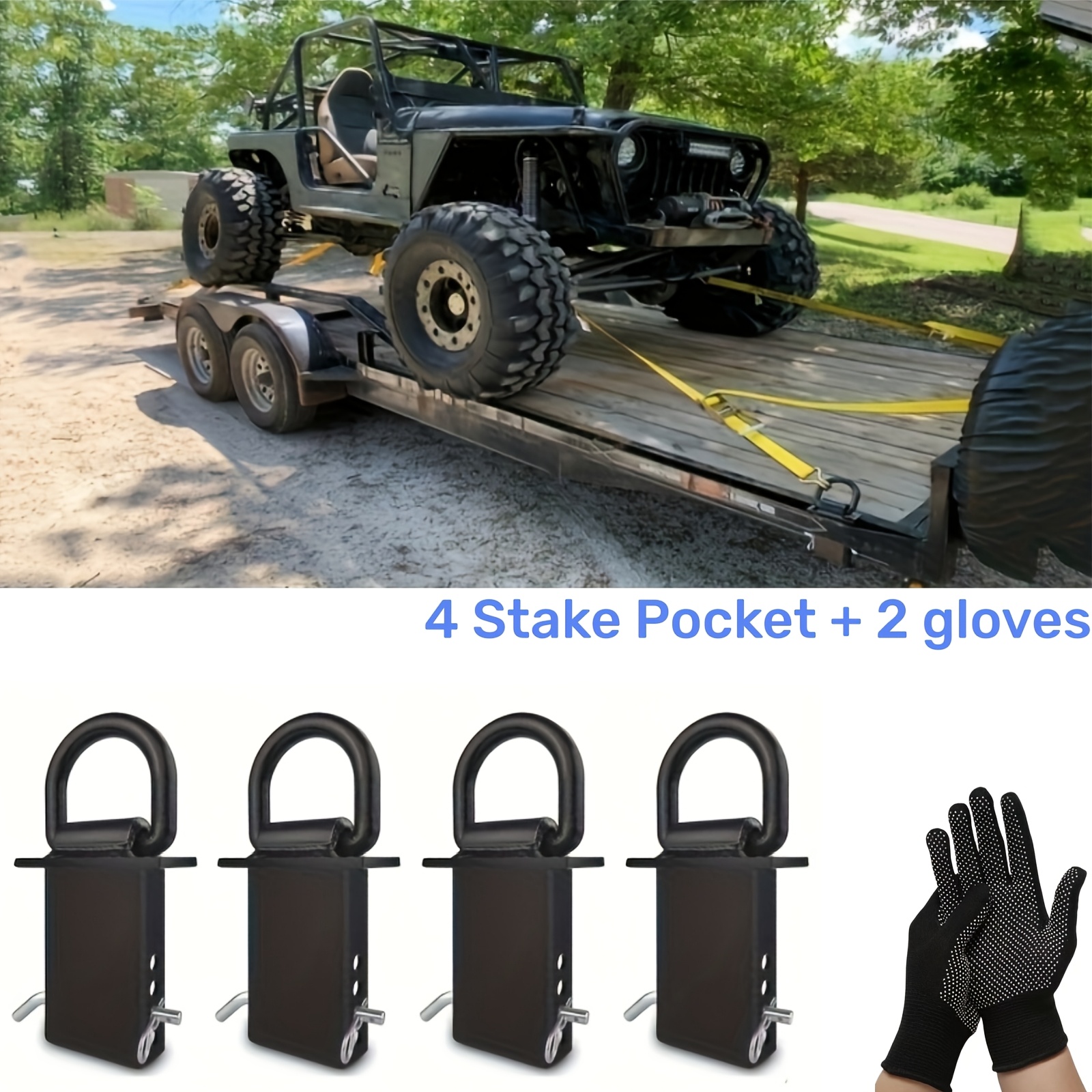 TEMU 6/8pcs Stake Pocket D Rings Heavy Duty Removable D-ring Stake Down For Utility Trailers And Flatbeds With Hitch Pin, Removable Tie Down Utility