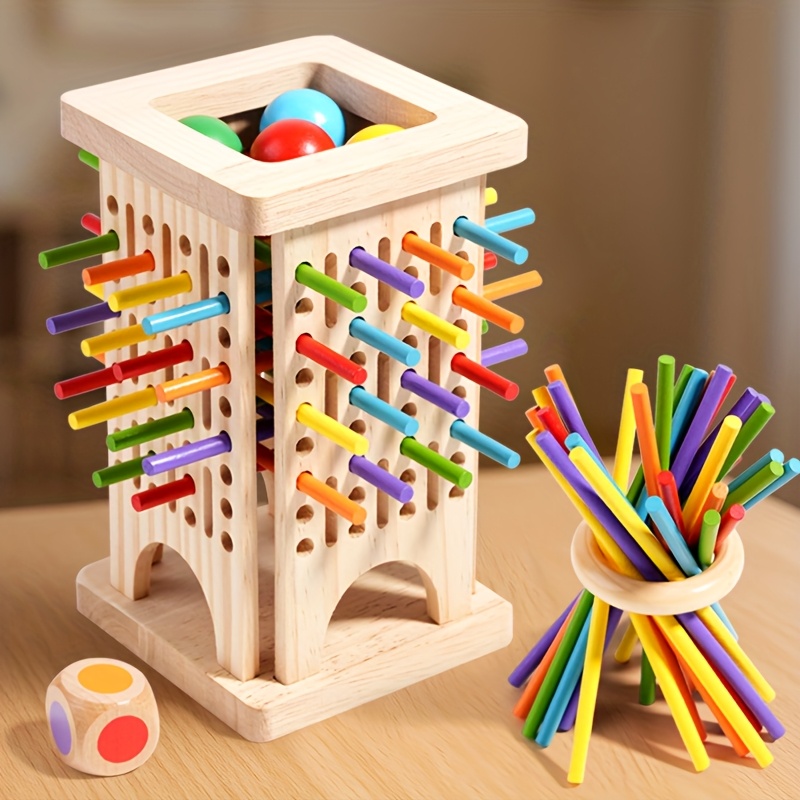 3 in 1 wooden stick game offers 3   to play bringing rich fun made from   wood with a   to protect your hands   with color recognition sensory training and develops thinking skills
