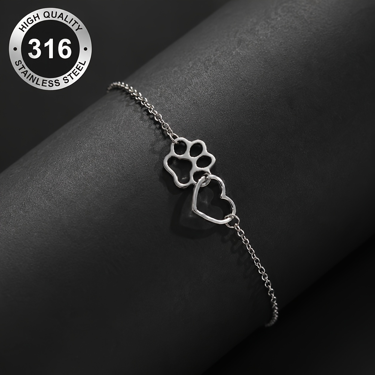 TEMU Women's Steel Paw Anklet, With Extension Chain Lobster Clasp Adjustable Thin Chain Ankle Jewelry, Pet Lovers' Easy Summer Beach Foot Accessory,