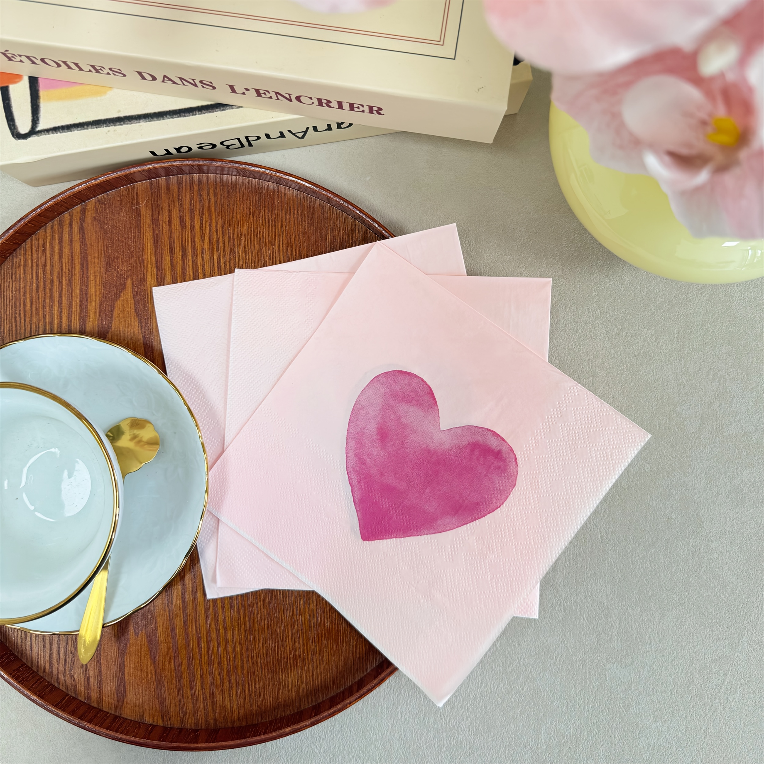 E-shop 20 Stück, 2-lagige rosa Liebesmuster Party-Servietten, Hochzeits- Valentinstag-Deko-Tücher, geeignet für Restaurant, Hotel, Halloween &