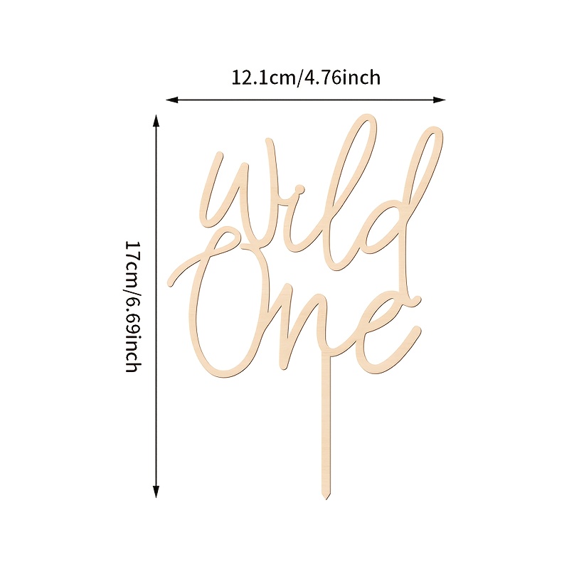 Image of 1pc Wooden "wild One" Cake Topper, 1 Birthday Cake Topper, Wild 1 Cake Decorations, Perfect For Shower And First Birthday Party Cake Accessory, Rustic Wooden Topper, Cake Decorating Supplies