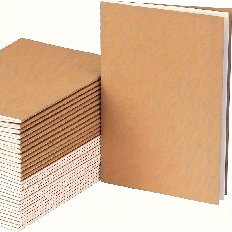 5-Pack A5 Kraft Notebooks - 72 Page Blank Sketchbooks for Meetings, Travel, Work, Class Notes - Bulk Journals Set