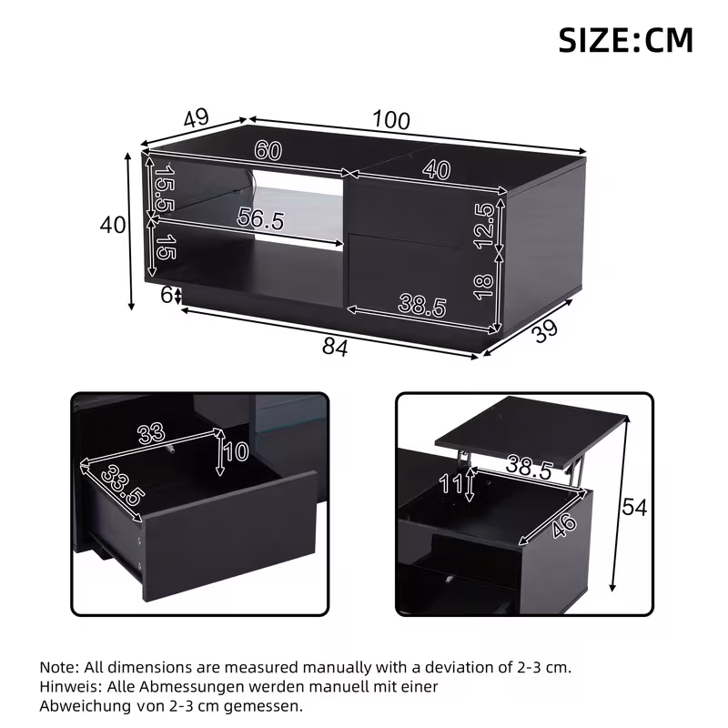 modern height adjustable sofa table dual purpose coffee dining table with hardened glass partition hidden storage drawer space saving living room office kitchen furniture heavy duty metal frame construction easy 0
