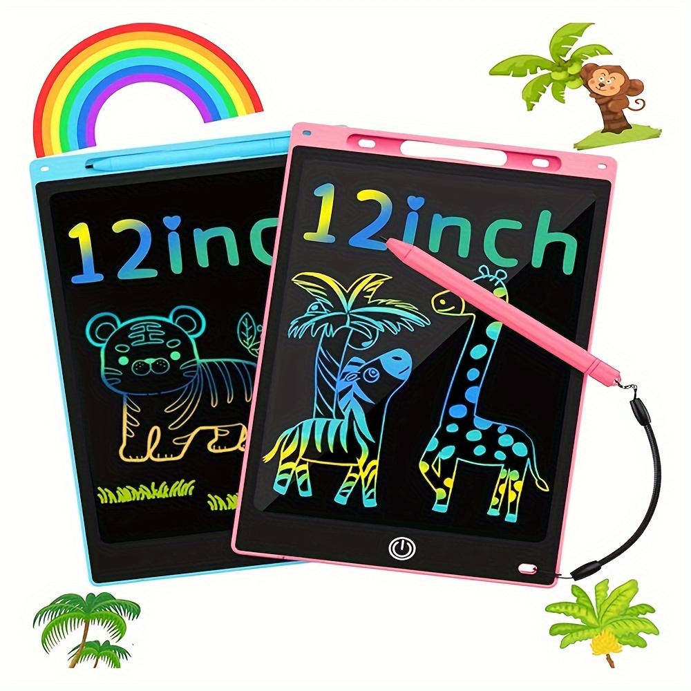 

Lcd Writing Tablet For Kids, 2pck Drawing Tablets Toddler Toys Doodle Board 12 Inch Drawing Tablet, Boys Girls Gift Trip Travel Essentials Learning Games 3-5 6-8 Year Old, Blue+pink