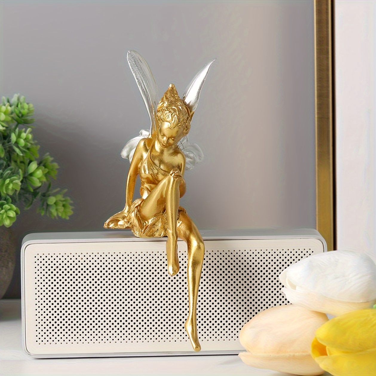 

1pc Fairy Elf Ornament, Resin Statue Art Craft, For Bookshelf Home Living Room Office Cabinet Decor, Room Tabletop Entryway Decor, Valentine New Year Easter Party Decor