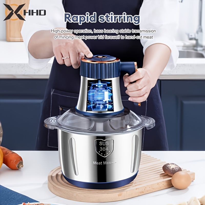 [Heavy-Duty 500W Motor] NONZHU Electric Meat Grinder & Food Processor with Noodle Maker - Heavy-Duty 500W Motor, Large Capacity 2L/3L/5L Food Chopper Suitable for Meat, Vegetables, Fruits, Nuts, 6/4 Sharp Blades (5L/3L/2