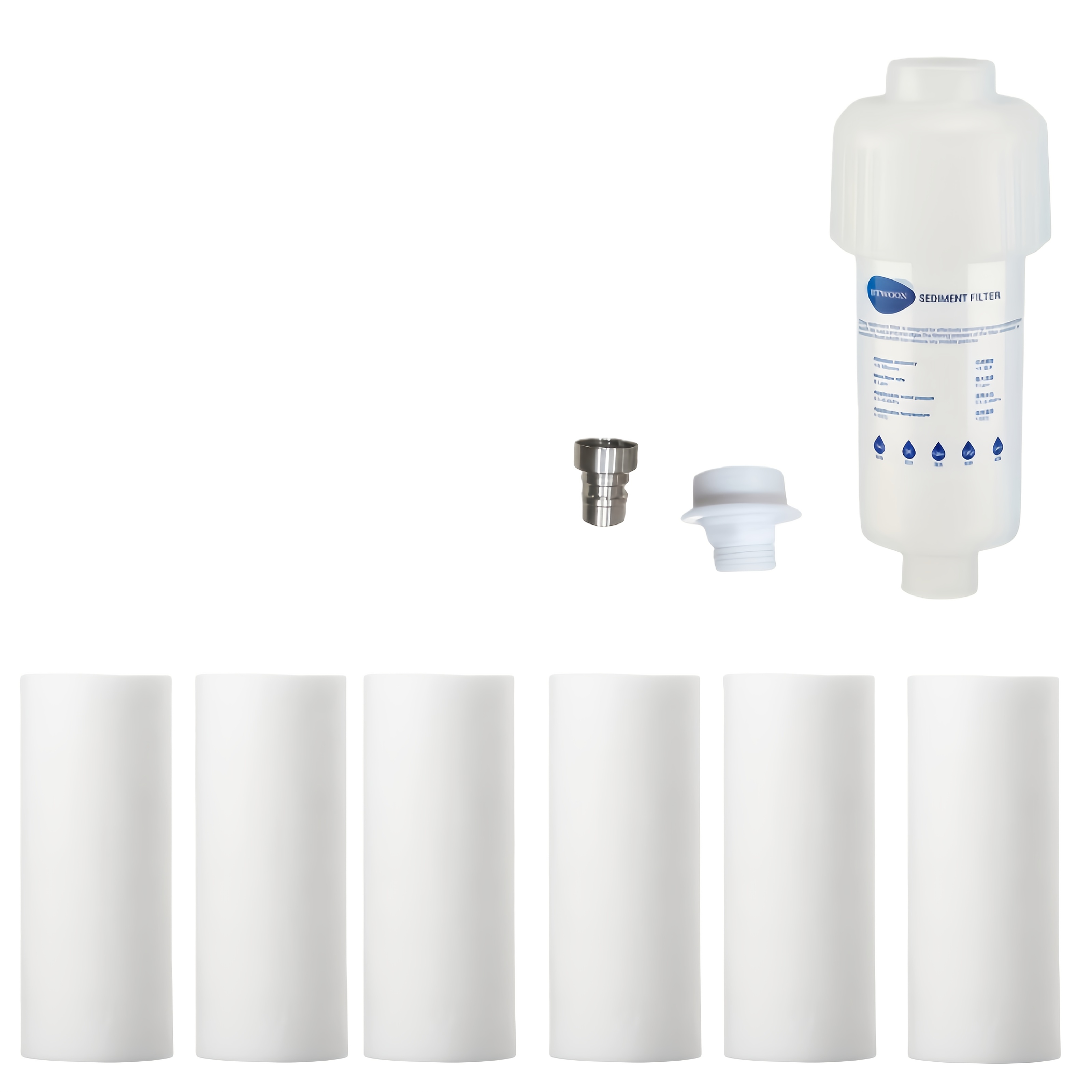 1 Filter + 6 Filter Elements For Faucet, Shower, Washing Machine, Toilet, High Quality And Pressure-resistant Tap Removal Filter