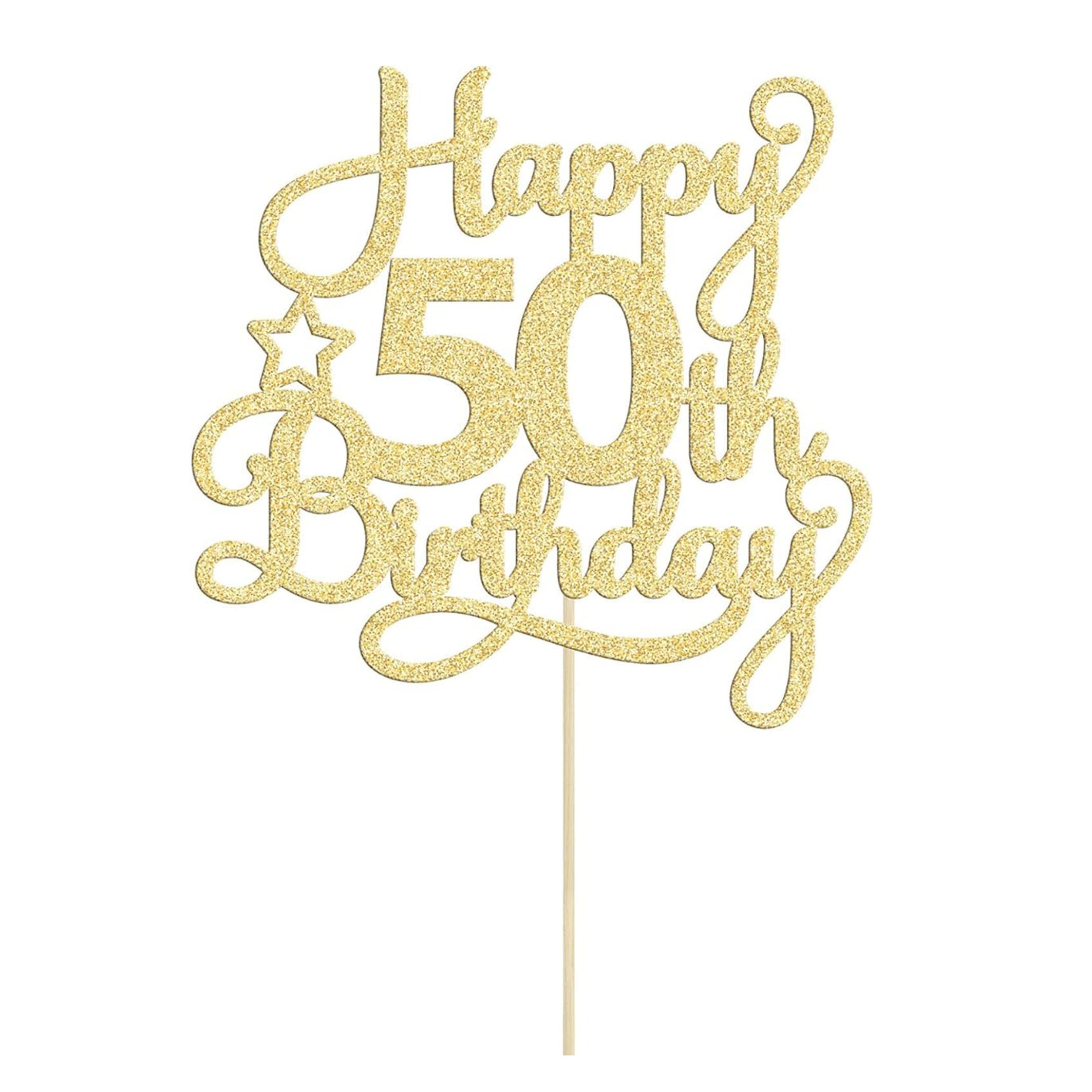 Image of 1pc Happy 50th Birthday Cake Topper Golden Glitter 50 And Fabulous Cheers To 50 Years Old 50th Birthday Cake Pick For Celebrating 50th Birthday Anniversary Party Cake Decorations Supplies