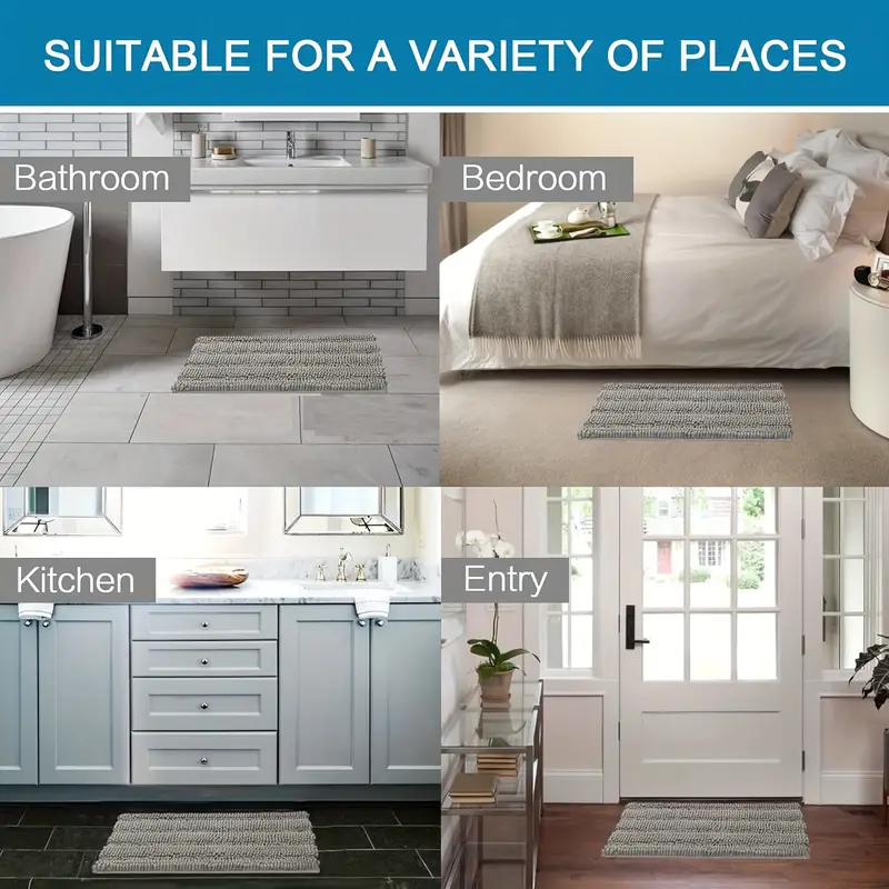 2pcs super absorbent footfeel soft and quick drying thickened style chenille bathroom mat fluffy ball bathroom mat non slip and comfortable and fashionable versatile bathroom mat guardian chenille thickened and enclosed soft absorbent non slip carpet mat two piece set bedroom living room bathroom washable home decoration Product details 0