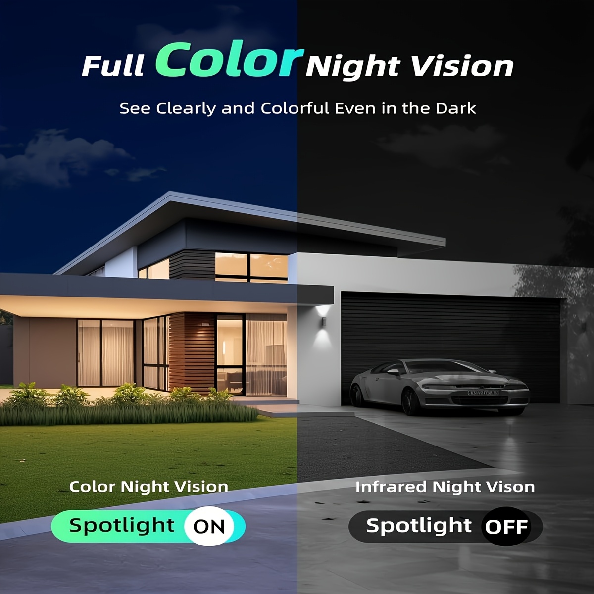 2 Pack (White + Black) Security Camera Wireless Outdoor, FHD 3MP Night Vision with Spotlight, Wire-Free 4000Mah Battery Powered, Human Detection, PIR Human Detection, 2-Way Talk, SD Card/Cloud Storage Three Days of Free Cloud Storage