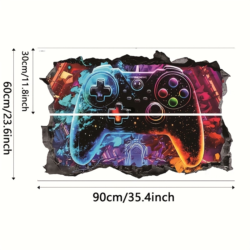 3d Neon Glow Gaming Wall Decals - Removable Video Game Controller & Joystick Mural Stickers, /remove Bedroom, Game Room Decor, Plastic Surface Compatible (vinyl)