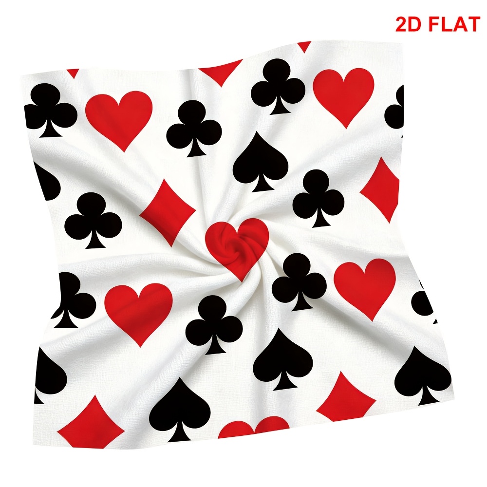 TEMU Impression de carte à 2D plate, 1 pièce, fond blanc avec de carte à répétées : cœurs, carreaux, trèfles, , style de jeu de cartes