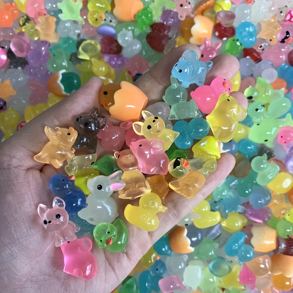 Luminous Mini Resin Animals 100 Pcs Tiny Animals Mini Ducks Owls Tiny