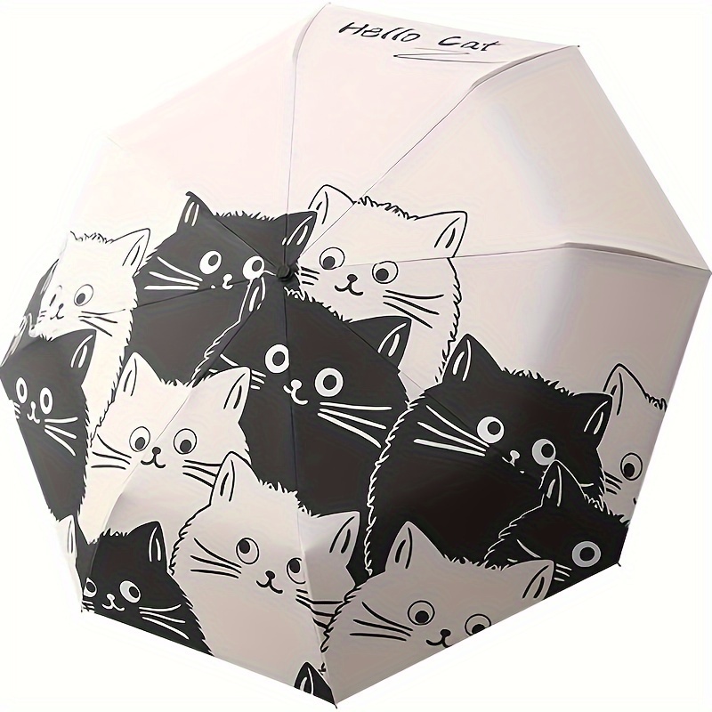 

Mini Umbrella Compact Umbrella Folding Umbrella Travel Umbrella Cat Umbrellas Automatic Folding Rain And Sun Dual-use Umbrella Black Coating Anti Uv