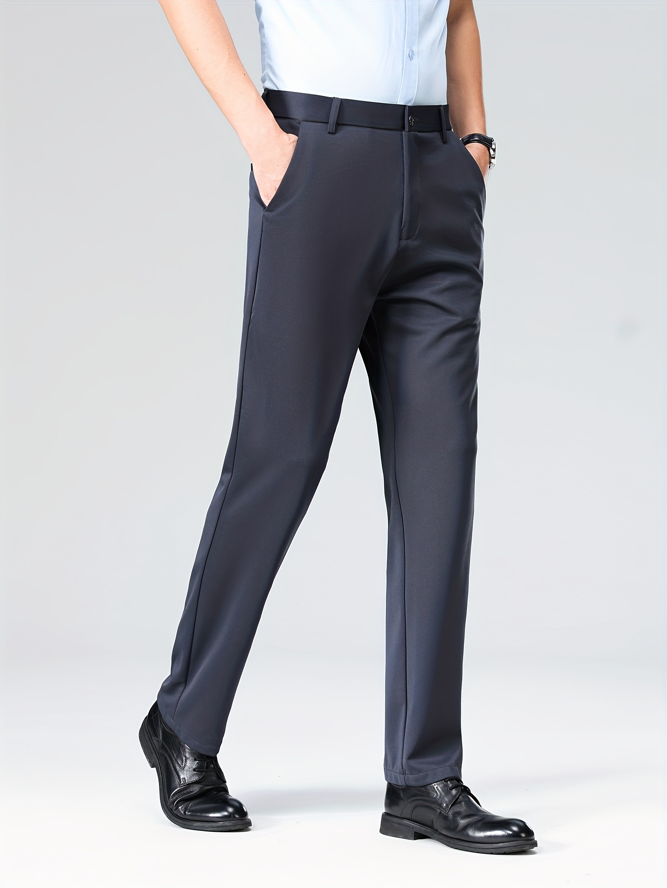 men's casual dress pants stretch Men's 4-Way Stretch Golf Pants,Casual Khaki Trousers with Elastic Waist,  Slim Fit Performance Work Pants for Hiking & Travel