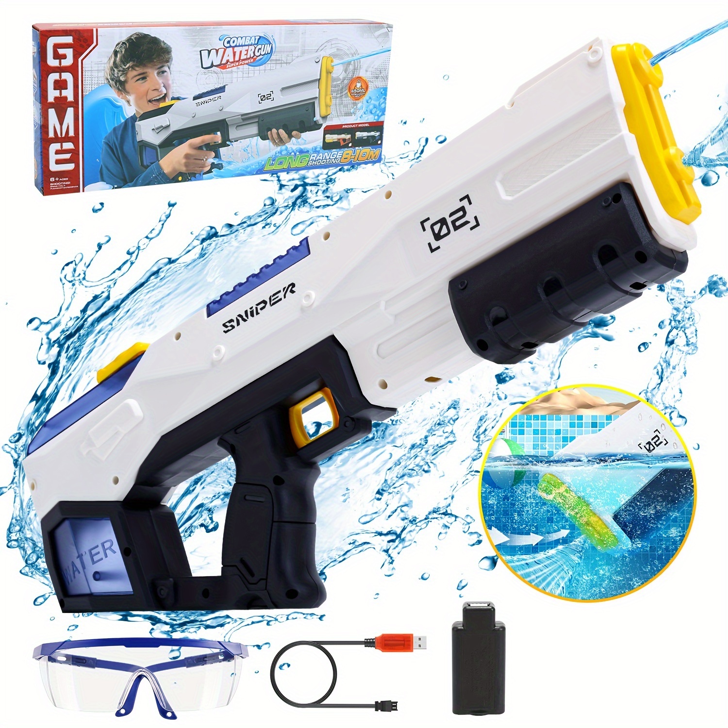 

Eaglestone Electric Water Gun For Kids Age 8-12, Automatic Squirt Gun For Adults 33ft Range, Modular Battery Water Soaker, Perfect Toy For Kids And Summer Party, Ideal For Pool, Beach Outdoor Games