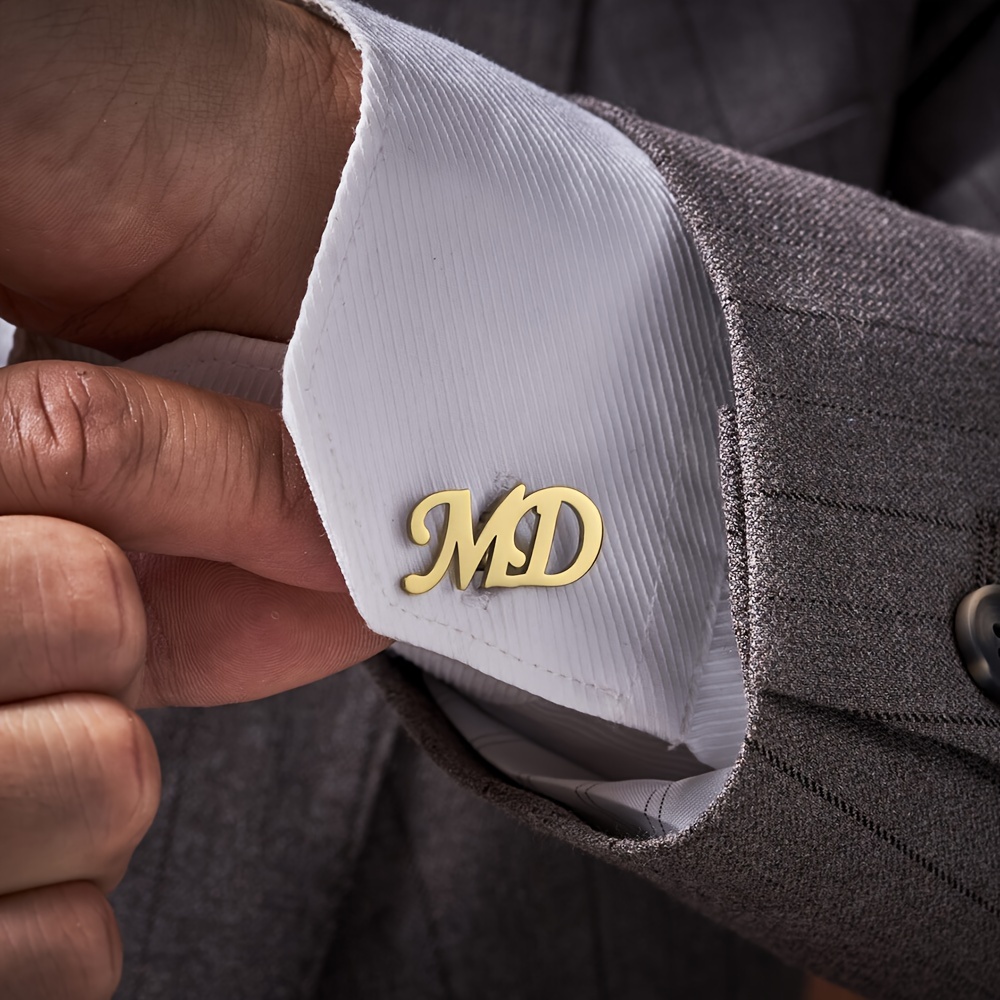 Customized Minimalist Double Letter Cufflinks for Couples