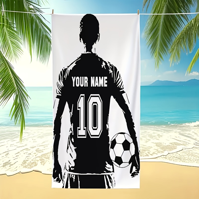 TEMU (custom) 1pc , Comfortable, Plus Size Personalized Name Pattern Beach Towel, Suitable For Beach, Swimming Pool, Bathroom, Camping Travel, Yoga