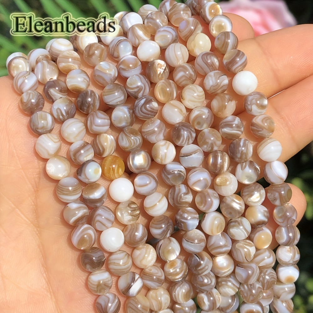 

Eleanbeads 65pcs 6mm Natural Shimmering Brown Horseshoe Snail Shell Beads - Round Loose Spacer Beads For Diy Jewelry Making, Bracelets, Necklaces, Earrings & Phone Charms