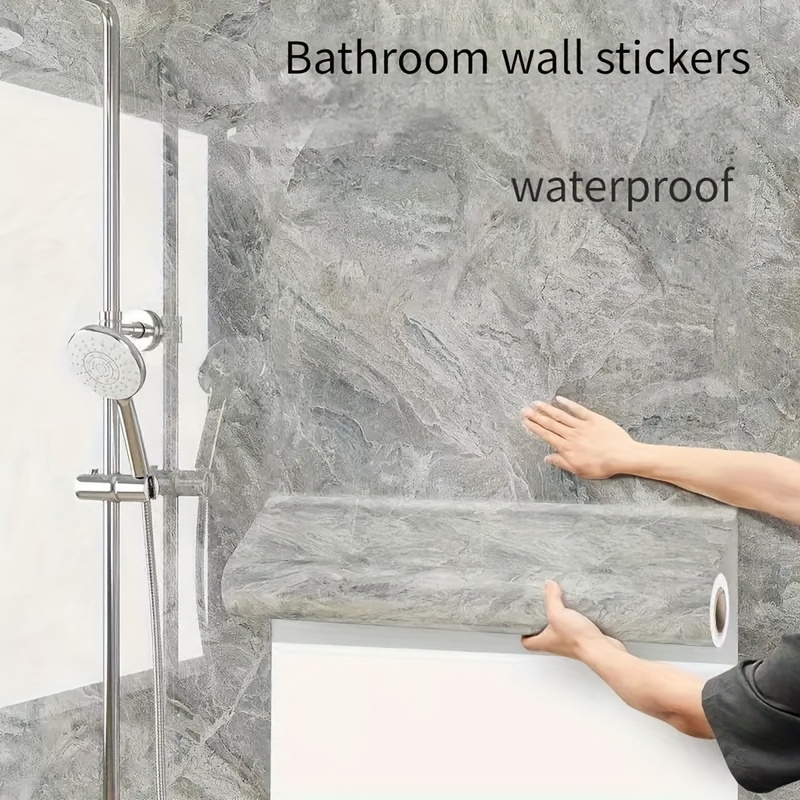 1 roll extra large self marble texture wallpaper floor tiles peel and stick vinyl plank sheets in grey black white gray beige high quality for kitchen bathroom shower tv walls floors decor with textured surface suitable for large easy to clean durable vinyl material random matching design suitable for more Product details 2