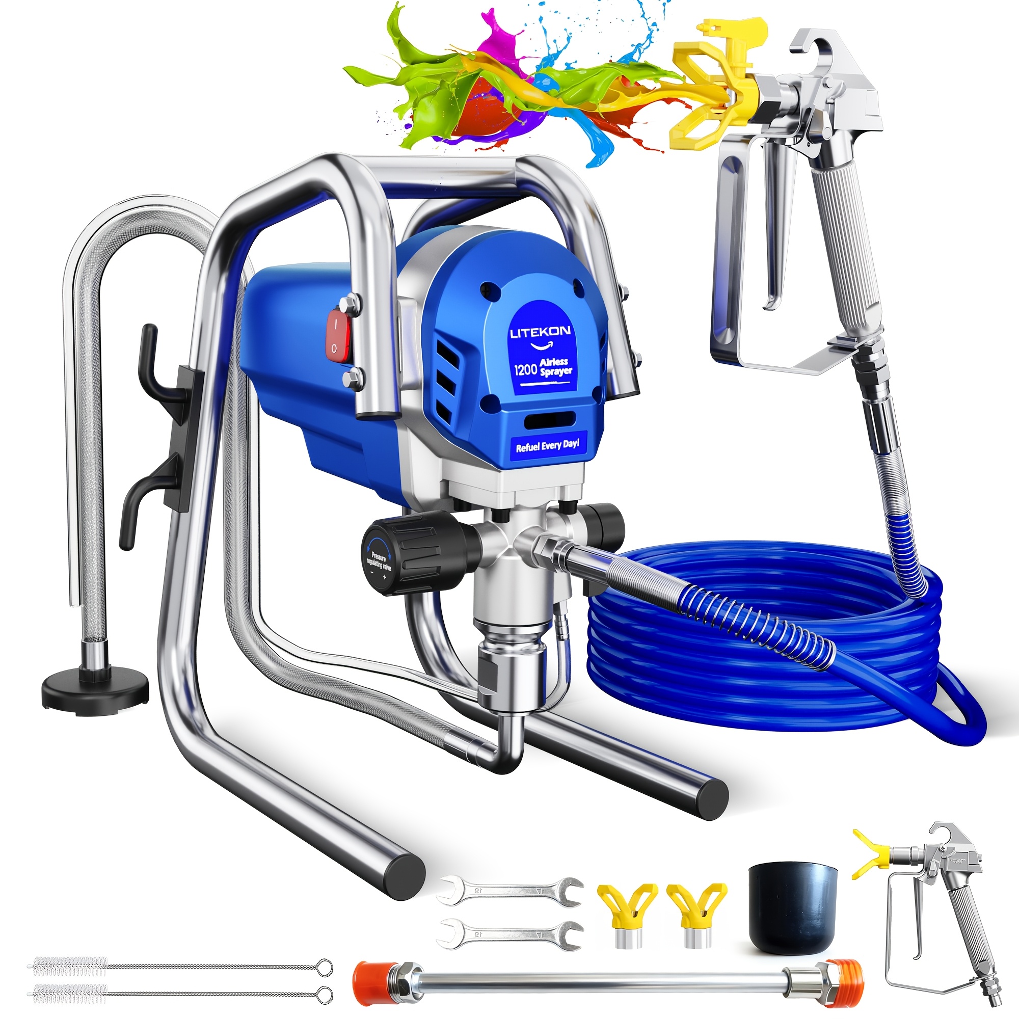 TEMU 1200w Heavy-duty Airless Paint Sprayer, Protable Paint Sprayer For House Painting, 3300psi High Pressure & 1.2l/ For Fast Painting, Up To 30%