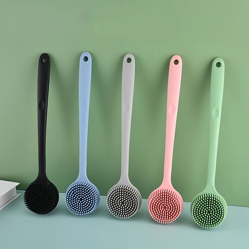 long handled double sided thickened bath massage brush with soft bristles   mint green ergonomic grip durable thickened bristles for back scrubbing shower bath use battery free no batteries electricity ideal for adults seniors personal care essential Product details 1