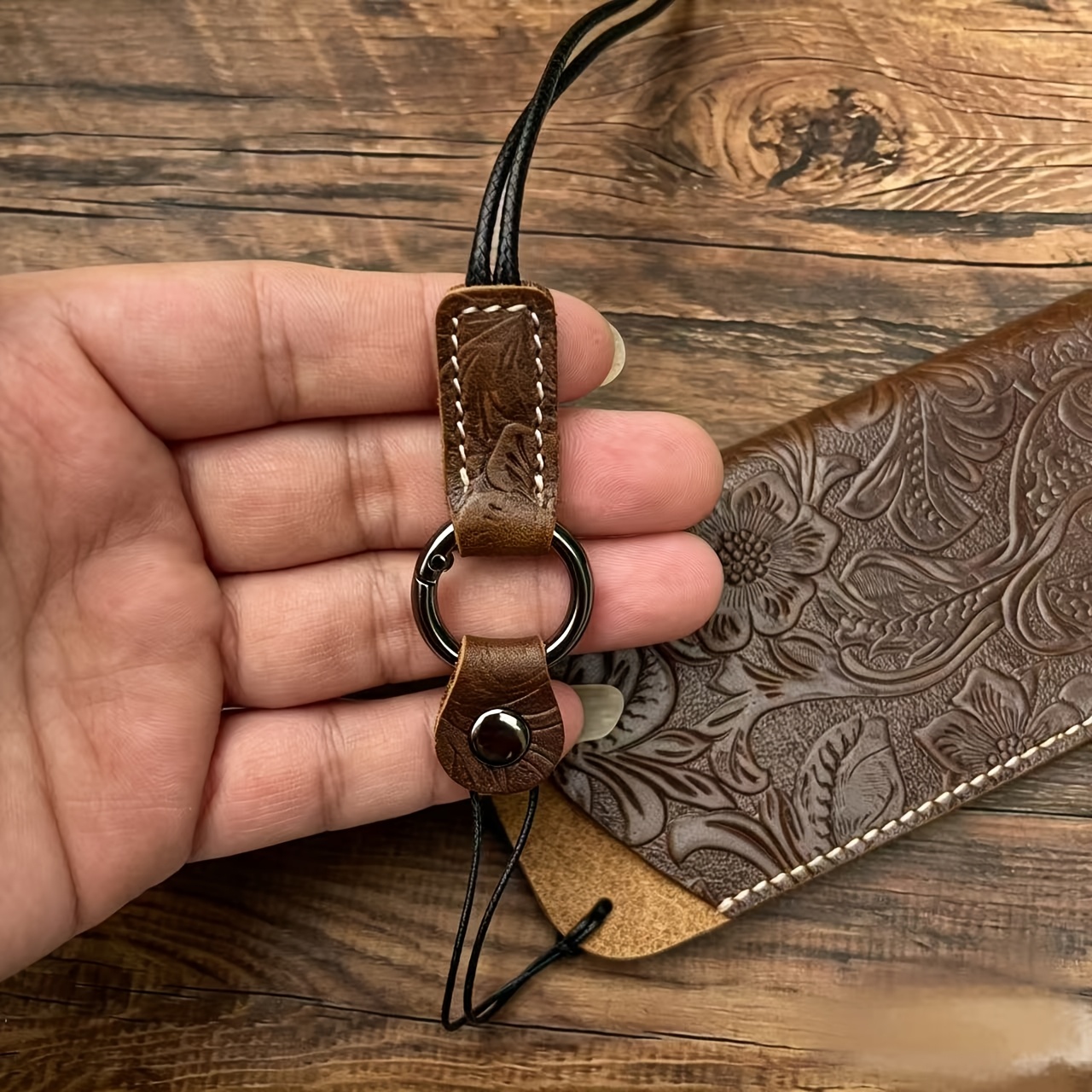 Original Hand-Carved Full-Grain Leather Glasses Pouch - Retro Genuine Leather Case for & Eyeglasses. Portable, Dust-Proof, Premium-Quality Protective Sleeve for Reading Glasses &. Compact Storage Bag with Slanted Pocket