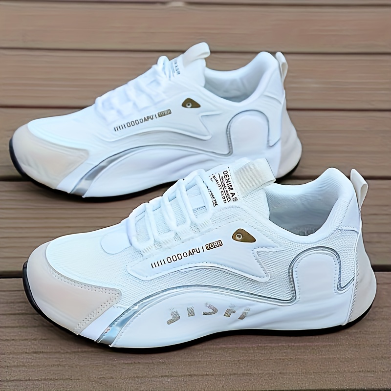 Tenis casuales MAINALUN para hombre, corte bajo con detalles dorados, suela de PVC antideslizante y cómoda, forro de tela transpirable, versátiles para todas las temporadas: exteriores, running, entrenamiento y skateboarding, diseño con contraste elegante, calzado deportivo duradero