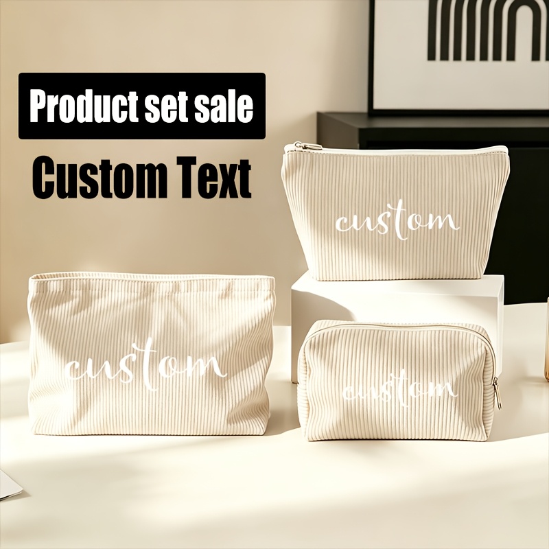 TEMU Set Multi- Facile 3 pezzi ( Personalizzato) Borsa Portaoggetti con Cerniera, Beauty Case, Borsa Trucco, Grande Capacit�, Portamonete Portatile,