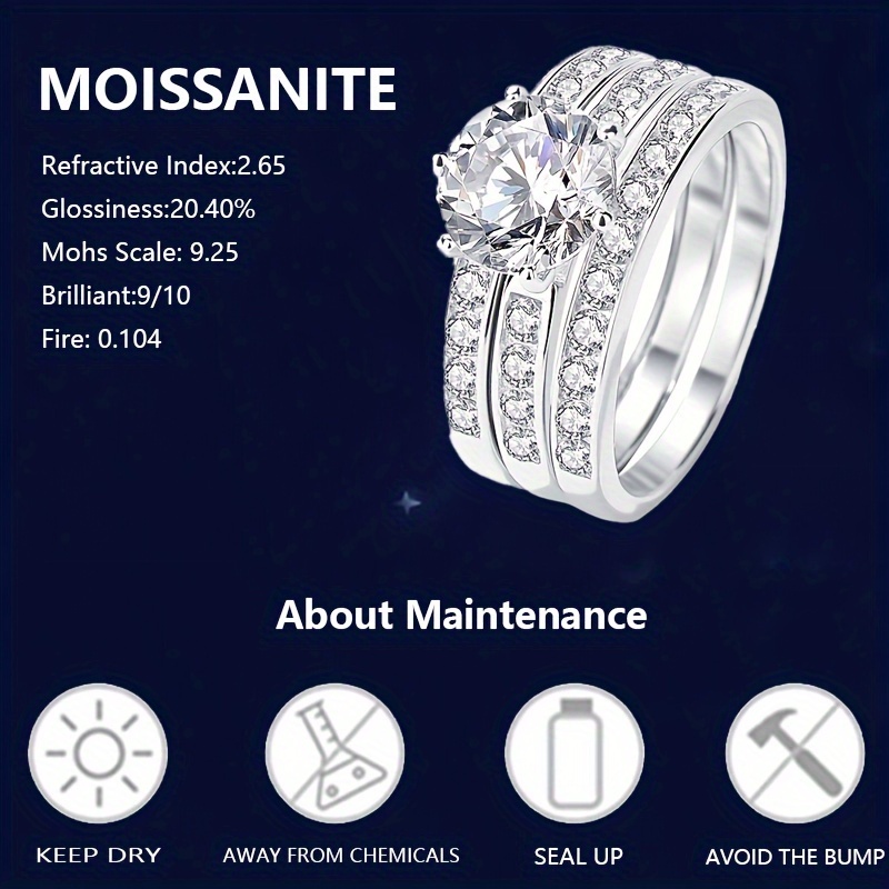 2 Ct Moissanite Ring in 925 Silver for Women