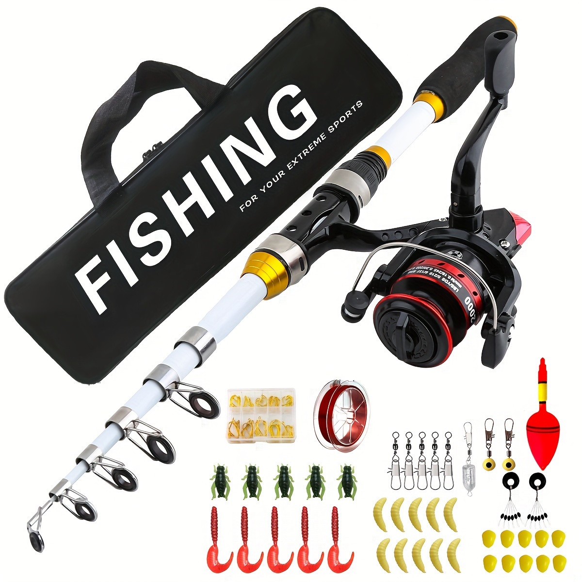1 Set Sea Fishing Rod And Reel Combo, Fishing Tackle Set, Telescopic  Spinning Rod * Bait And Accessories