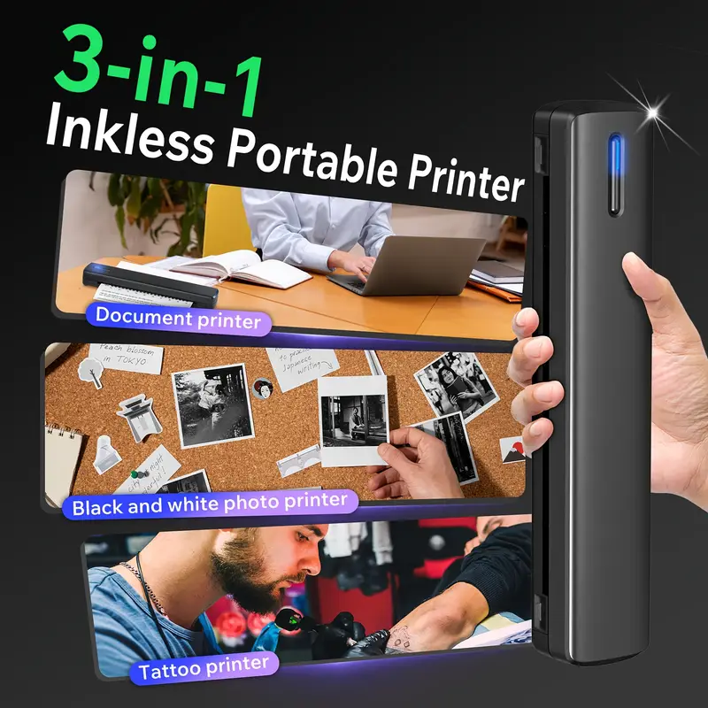 a4 inkless printer portable thermal printer for wireless mobile travel supports letter mini printing compatible with mobile phones and laptops suitable folding paper paper laptop accessory travel printer lightweight device usb rechargeable durable build small business travelers Product details 5