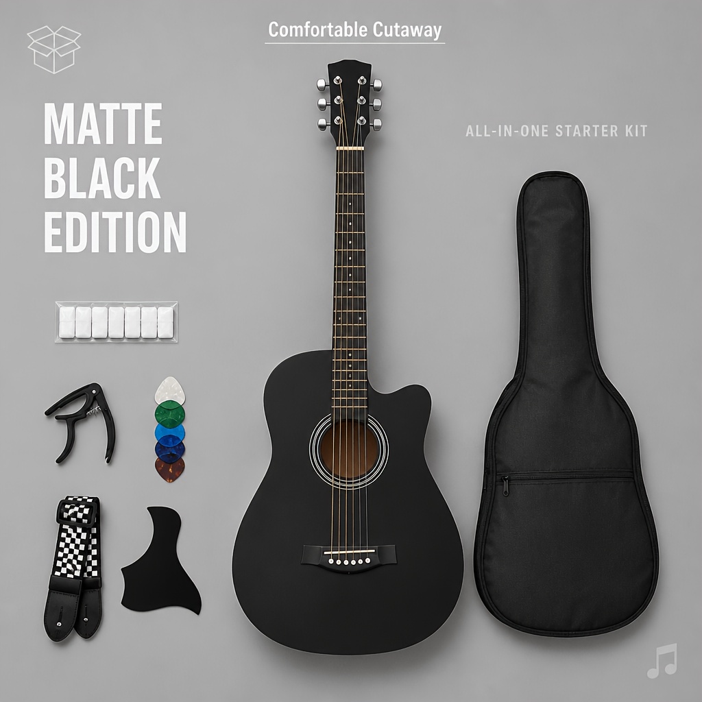 Beginner Acoustic Guitar 38 Inch Full Size with Smooth Fingerboard... product image 4