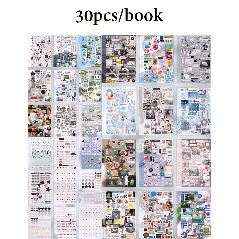 TEMU Lot de 1 autocollants Stickers, ensemble d'autocollants de style coréen Salt-n-Salt pour journal, autocollants décoratifs vintage non répétitifs
