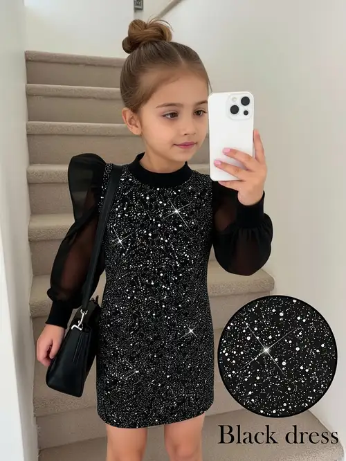 Freshers Party Skin Tight Dresses For Kids Girl'* Mesh Stand Collar Puff Sleeve Long Sleeve Party Dress, Stretchy *-Fit Mini Dress, Suitable For 8-1 Old Teen Girls, For Parties, Holidays, Banquets ... Freshers Party Skin Tight Dresses For Kids Girl'* Mesh Stand Collar Puff Sleeve Long Sleeve Party Dress, Stretchy *-Fit Mini Dress, Suitable For 8-1 Old Teen Girls, For Parties, Holidays, Banquets ...