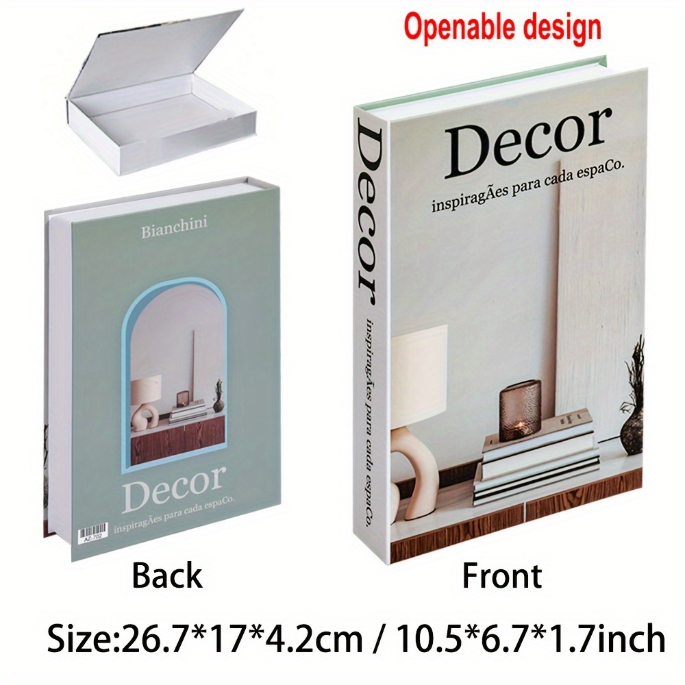 Image of 1pc Open Style Fake Book Decor Magnetic Flip Cover - Room Decor Living Room Additions White Paper Storage Box, Table Book Can Store Controls, Keys, Sundries, Jewelry, Gifts And Home Office Decor