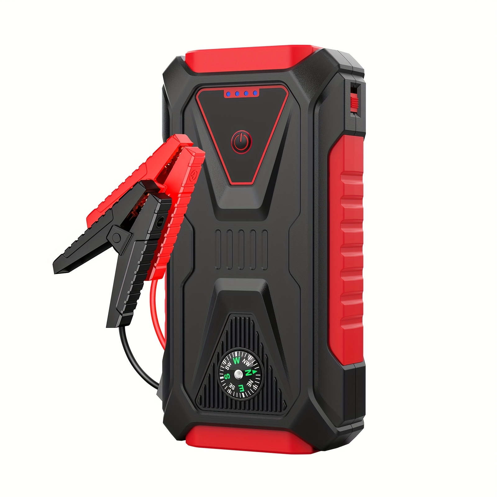 TEMU Démarreur portable 12V pour moteurs essence 10.0L et diesel 8.0L, avec SOS, lampe LED, , brise-vitre d'urgence et double USB de charge rapide,