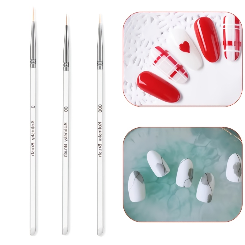 3 Pcs Professional Ultra-Thin Liner Nail Art Brush Set