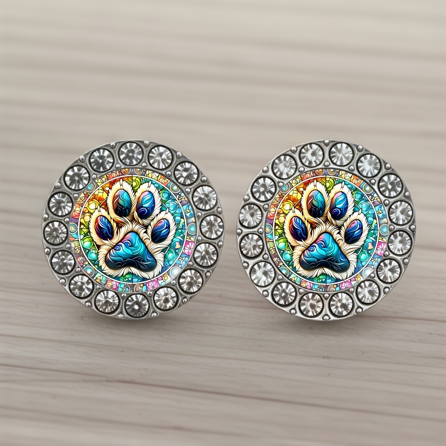 TEMU 2pcs Animal Paw Earrings Stained Glass Earrings Artistic Earrings Fantasy Earrings Round Earrings Nature Earrings Jewelry Additions Unique