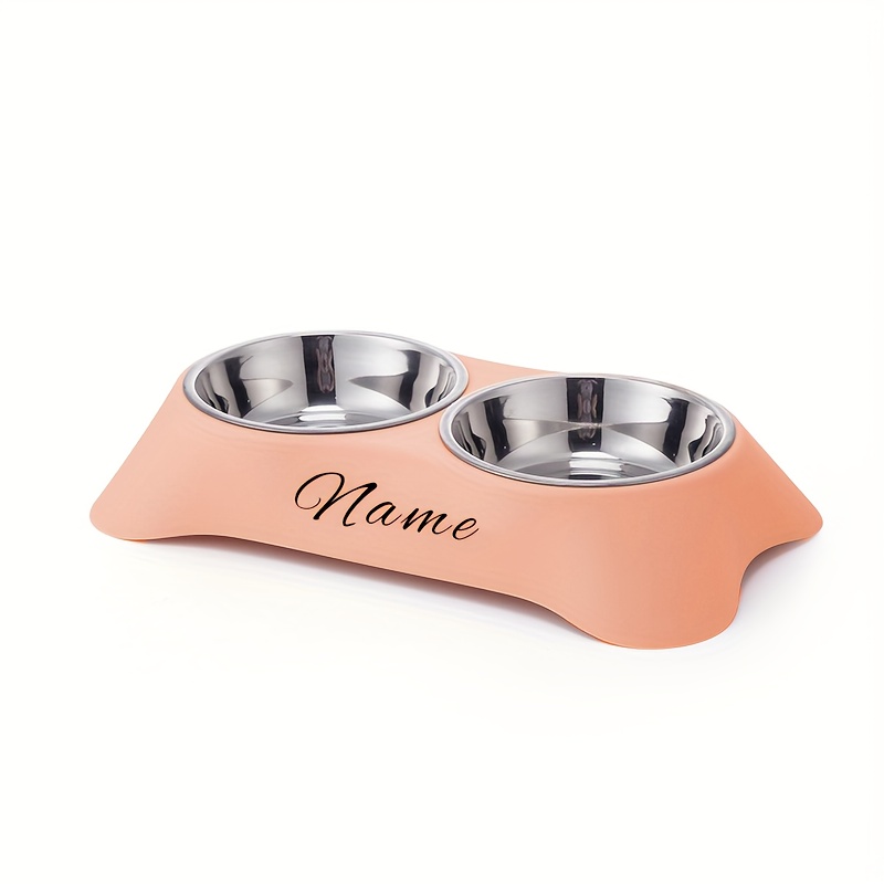 TEMU Personalized Stainless Steel Dual Pet Bowls - Thoughtful Bowl Design, Suitable For Cats And Dogs, -one Feeding And Hydration Solution. Durable