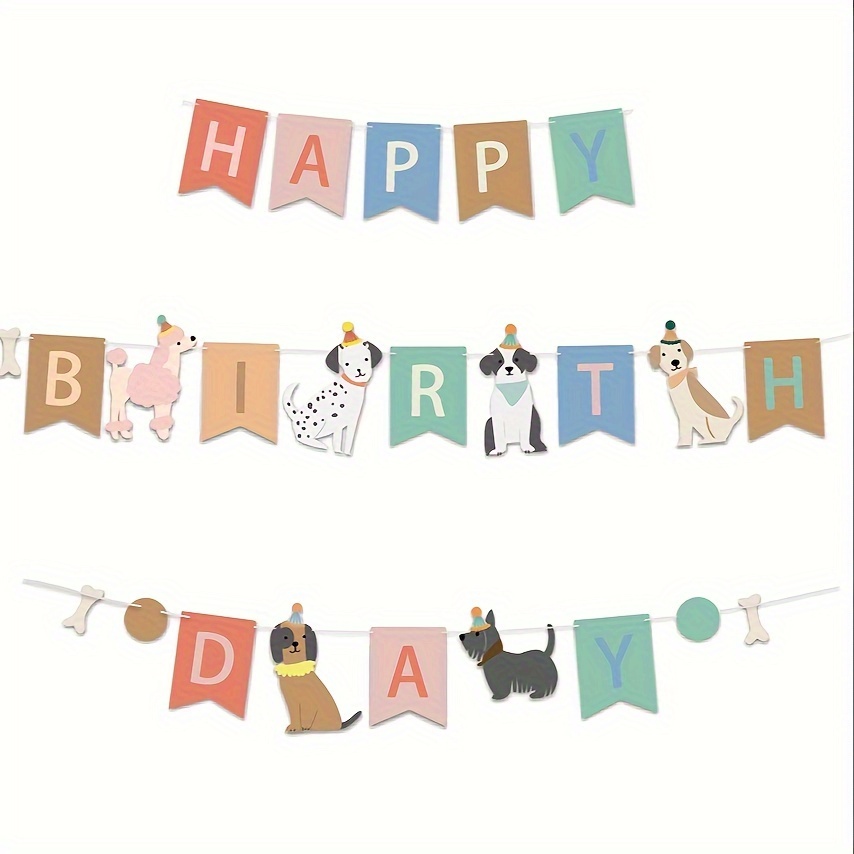 

Pet Dog Themed Birthday Party Decorative Banner With Mixed Colors And Paper Material, Suitable For Room Decoration And Holidays