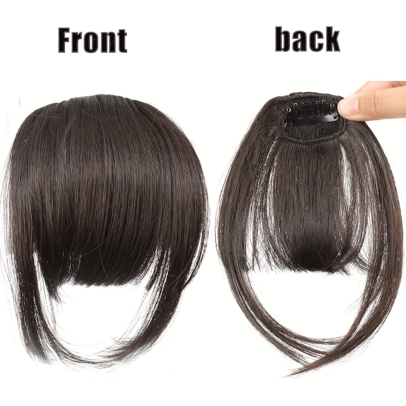 womens straight synthetic clip in hair bangs 6 inch comfortable breathable mesh versatile hairpiece for all   air fringe extension details 4