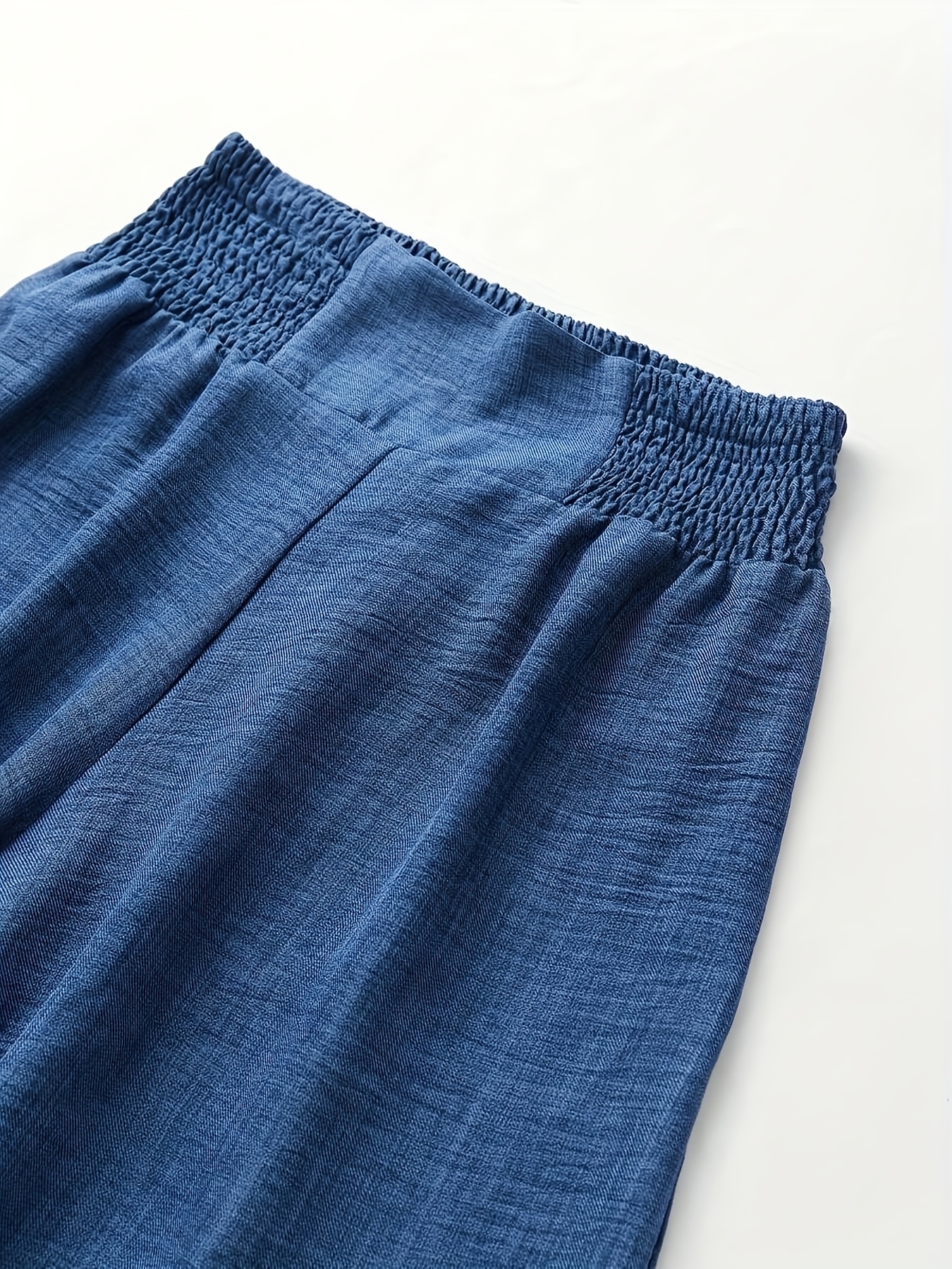 Women'S Casual Wide Leg Pants, Elastic Waist, Solid Color, Polyester 100%, Loose Fit, Long Length, Woven Fabric, 200g/m², for Spring/Fall, Weekend Casual Wear
