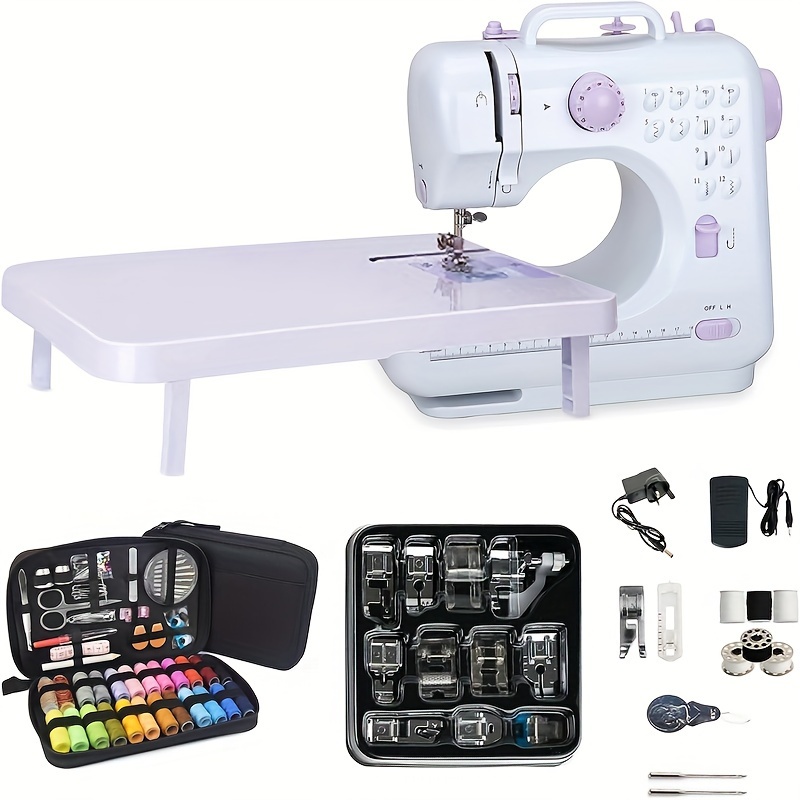 TEMU 505a Sewing Machine Home Electric Sewing Machine Mini Sewing Machine Beginner Sewing Machine With Extension 11pcs Presser Foot Set And 97pcs