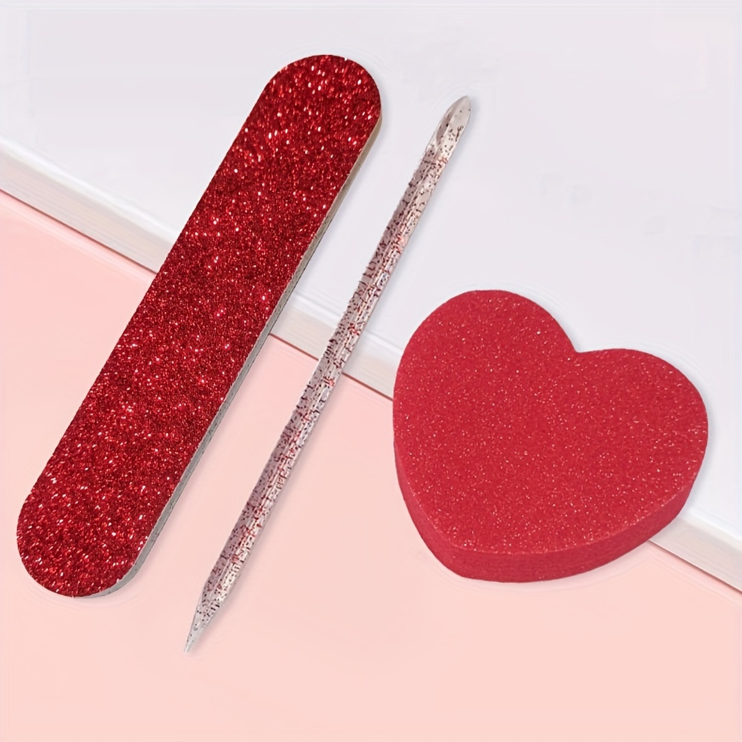 

15pcs Nail Care Kit: Crystal Drill Rod, Heart-shaped & Dual-sided Files - Easy-to-use Manicure Tools For Smooth, Nails, Polishing And Shaping, Filing Strip, Nail Polish