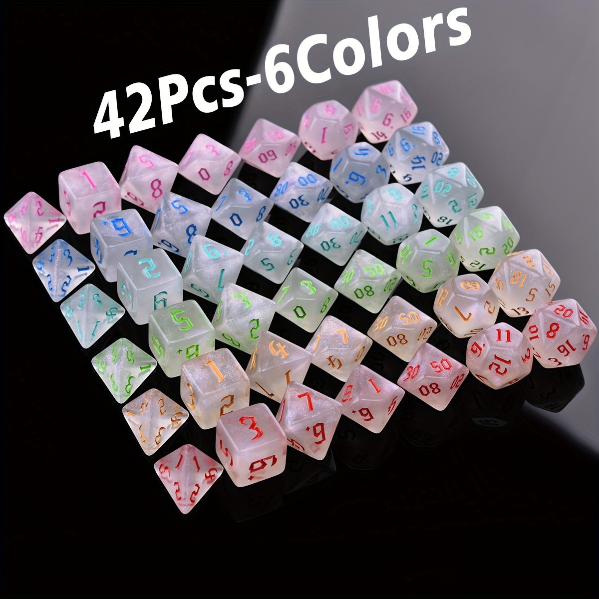 

42pcs Polyhedral Dice Set, 6 , 7 Styles, For Adult And -playing Accessories