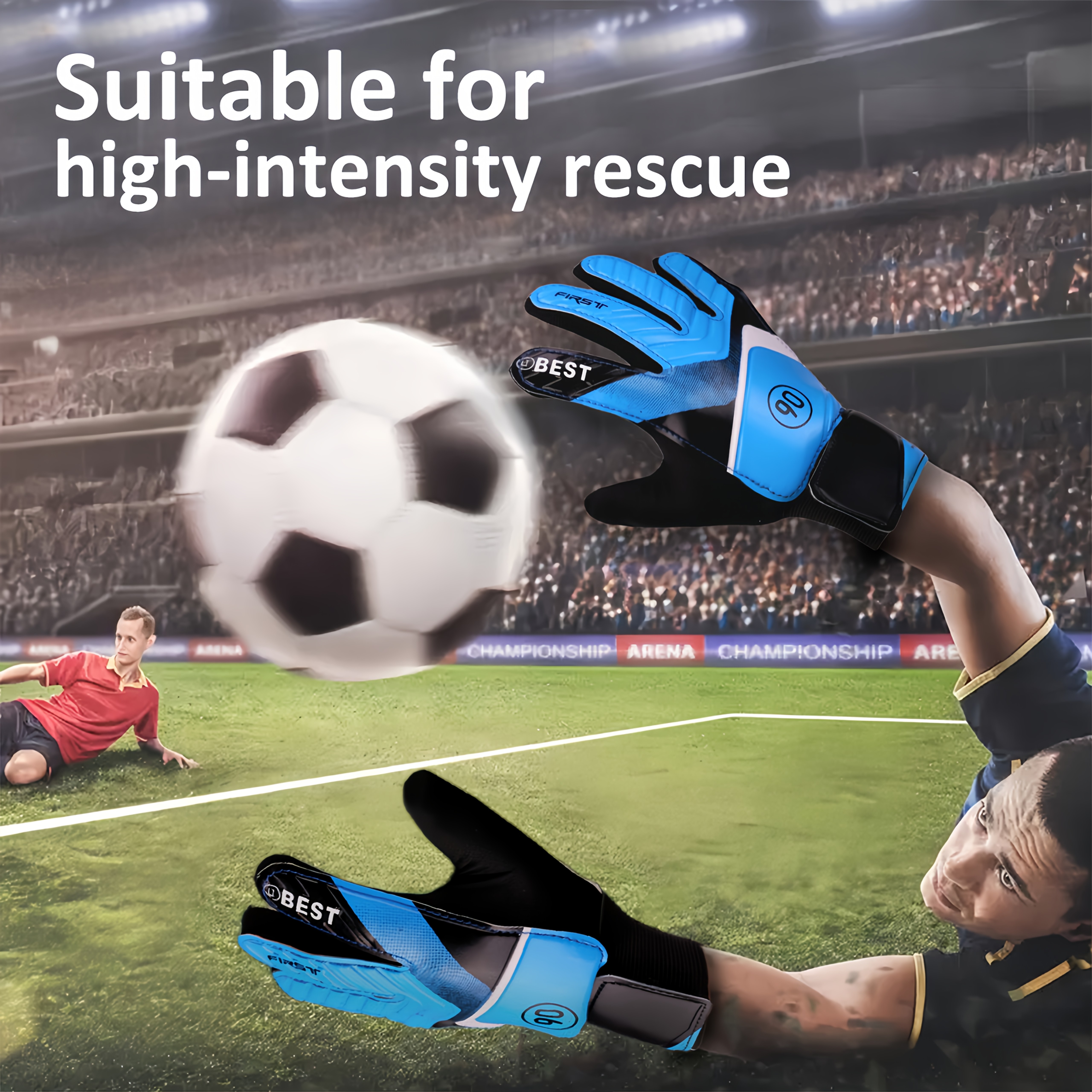 Pair Soccer Goalkeeper Gloves Heavy-Duty Latex Goalie Gloves with  Anti-Slip Palm, Pull-On Closure for Professional Training Match  Gloves for