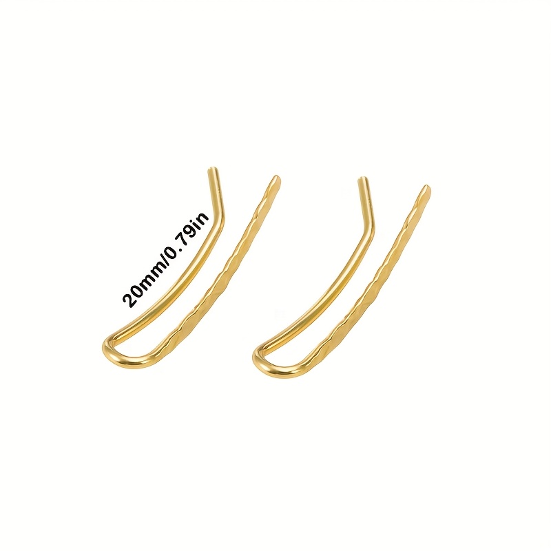 TEMU 2pcs Boucles d'oreilles à clip de U, pour oreille, piercing, acier inoxydable, bijoux main martelés